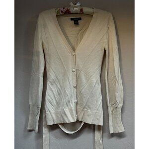 Luxe Arden B Womens Cashmere Knit Cardigan Sweater Size Medium Cream Lightweight